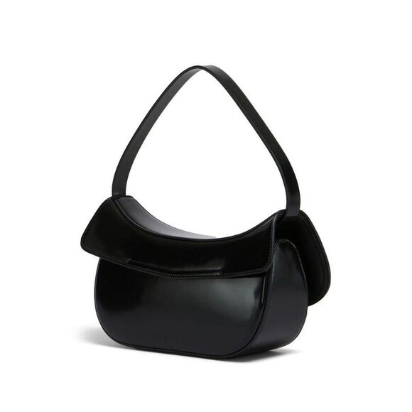 MARNI Smooth Leather Shoulder Bag with Gold Clasp Women BLACK Pouches - Picture 2 of 5